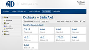 Web Client pro Job Abacus - Docházka mesíční přehled