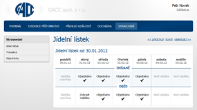 Web Client pro Job Abacus - Stravování přehled